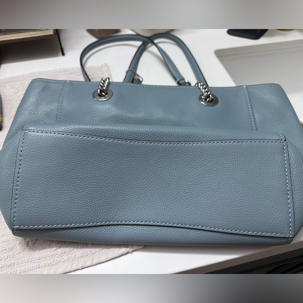 Coach Blue Leather Tote Bag - Picture 7 of 11